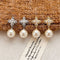 Zircon Four-leaf Clover Pearl Earrings, Fashionable, Light Luxury and Niche Brass