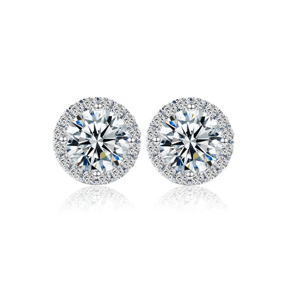 925 Silver Wedding Earrings Making Supplies 6mm Round Cut Cubic Zircon 925 Sterling Silver Stud Earrings for Ladies Jewelry