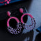 Elegant Hollow Out Purple Red Cubic Zirconia Crystal Engagement Wedding Big Dangle Earrings