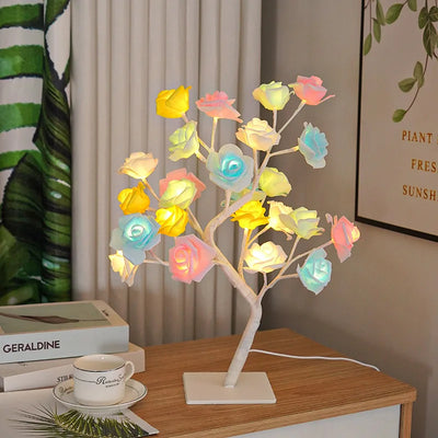 Table Lamp, Rose Light String, Tree Night Lights, USB Powered Lighting, for Girls Lover Party Camping Summer  Decor