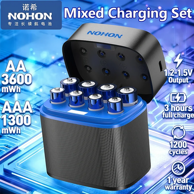 NOHON Rechargeable Lithium Battery AA 3600mWh/AAA 1300mWh Original Batteries High Capacity 1.5V Battery for Mouse Remote Control