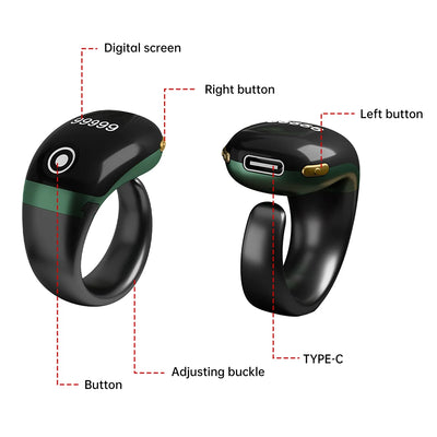 Smart Zikr Ring with OLED Digital Tasbih Counter & Vibration Reminder