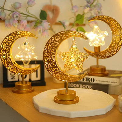 Ramadan Moon LED Light 2026 | Eid Mubarak Metal Lamp for Home Decor, Ramadan Kareem Islamic Gift for Eid Al-Adha & Festivities