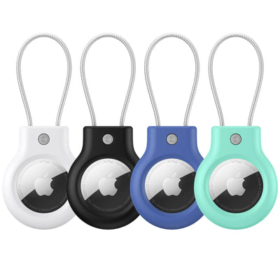 For Apple Airtags Keychain Holder Case with Steel wire line Anti-Lost Tracker 360 Degrees Protective for Luggage Backpack Keys