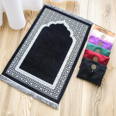 Prayer Rug Set with Portable Bag | Soft Beaded Mat for Women & Men,Turkish Ramadan/Eid/Hajj Travel Gift