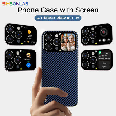 Smart Phone Case with 1.83'' Window Screen Selfie Preview Custom Photo/Video Background Message Push for Apple iPhone Gift