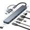 USB-C Hub 8-in-1 | 4 USB Port + USB-C, TF/SD Card Reader, Audio Output, MacBook Compatible
