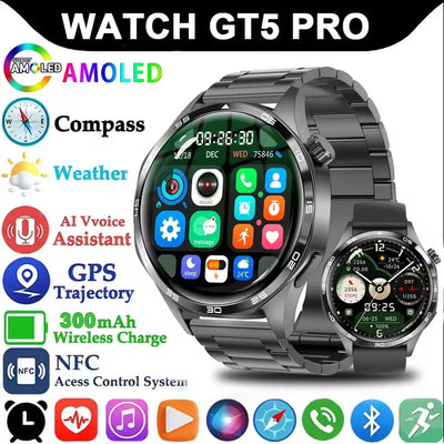 Smart Watch 5 Pro GPS NFC Smartwatch Men 360*360 AMOLED Screen Heart Rate Monitor Bluetooth Call IP67 Waterproof Men Smartwatch