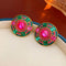 Medieval Palace Vintage Rhinestone Earrings Light Luxury Green Red Crystal Stud Earrings for Women Party Banquet Ear Jewelry