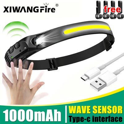 Headlamp Sensor Headlight with Built-in Battery Flashlight USB Rechargeable Head Lamp Torch