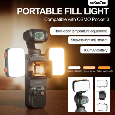 Mini LED Light Video Light for DJI Osmo Pocket 3 for Vlogging Live 800mah Rechargeable Pocket 3 Accessory