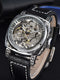 Watch retro style wholesale mechanical wristwatches skeleton carve waterproof leather no logo mens watch