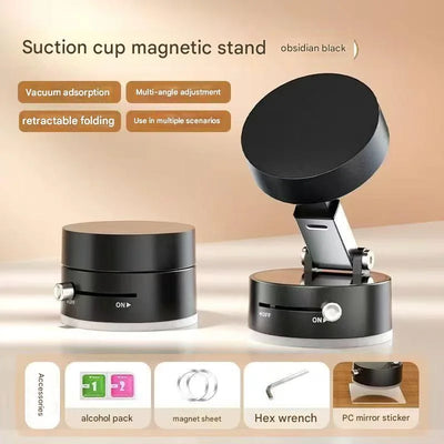 Magnetic Car Phone Holder with Vacuum Suction | Retractable, Foldable, Portable Desktop Mount (2026 New)