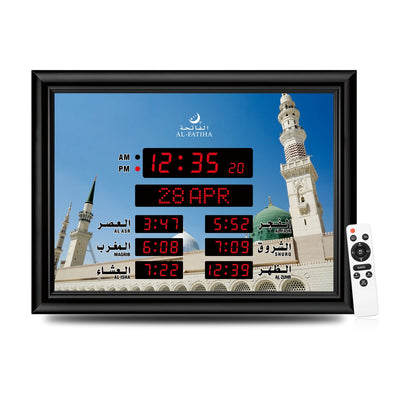 Muslim Islamic Islam Stylish Azan Adhan Prayer Reminder Alarm Mosque Wall Clock Athan Prayer Time Hijri Digital LED