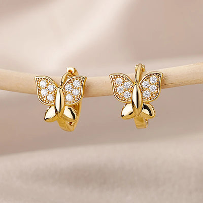 Butterfly Earrings For Women Girls Modern Gold Color Stainless Steel Earrings 2026 Trend New in Wedding Aesthetic
