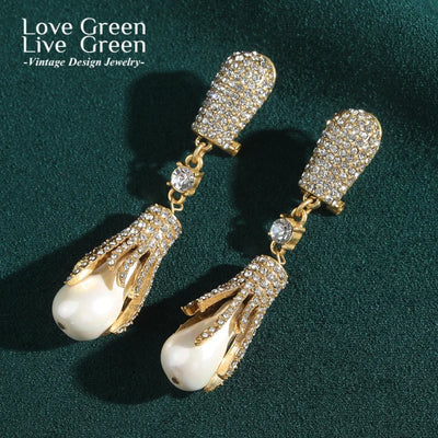 Vintage Baroque Pearl Water Drop Earring Rhinestone Wedding Bridal Luxury Designer Jewelry Valentine'S Day Gifts Trend 2025 New