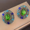 Antique Earrings, Silver Needle, Emerald Green, Wholesale from France, Ladies