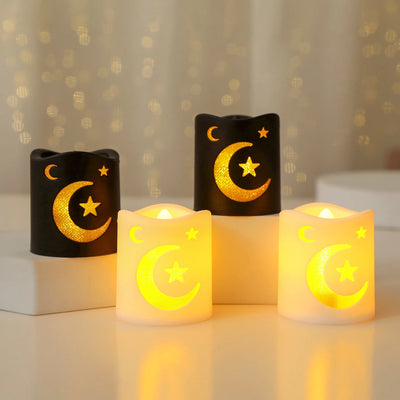Ramadan LED Candle Lanterns – 4PCS Moon, Star & Castle Lights, Eid Mubarak Home Decorations