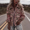 Women's Vintage Patchwork Print Turned Hem Denim Jacket