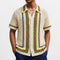 Mens Open-Back Hollow-Out Striped Knit Sweater