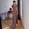 Long Modernized Cheongsam A Sexy Form-fitting Wrap-style Dress With A Shawl