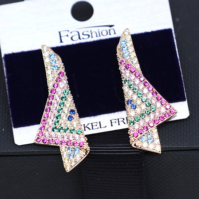 Zirconia Diamond Folding Small Square Scarf Delicate Personality Earrings