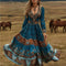 Bohemian-style Long-sleeve Maxi Dress With A Flowy Silhouette And A Vibrant Print