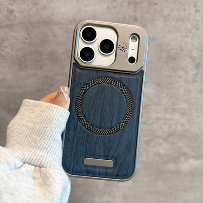 Phone Case - A New Frameless Blue Wood Grain Mobile Phone Case with Magnetic Charging, Designed for a Premium Feel, Compatible with for iphone 17, 17 Pro, Air, 17 Pro Max, 16, 16 Pro, 16 Plus, 16 Pro Max, 15, 15 Pro, 15 Plus,