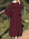Women's Casual Flared Sleeve Tie-Waist Long Skirt