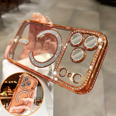Phone Case - The Edge Diamond-Plated TPU Case Is Designed for The for iphone 17 Pro Max Air Series, Featuring a Luxurious Diamond Edge And Supporting Wireless Charging with a Built-In Lens Film Protector
