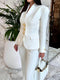 Solid Color Single-breasted Blazer & High-waisted Pants Set