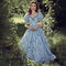 Womens Bohemian Casual V-Neck Short-Sleeve Dress
