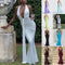 Solid Color Elegant Halter Deep V Waist-slimming Long Dress
