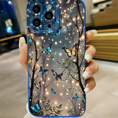 Phone Case: Cartoon Butterfly Creative Floral Pattern Frosted Angel Eye Full-Coverage Phone Case, Suitable for iPhone X/11/12/13/14/15/16/17/Air/Pro/Pro Max/Plus. Features Drop-proof, Scratch-resistant, and Anti-shatter Scree