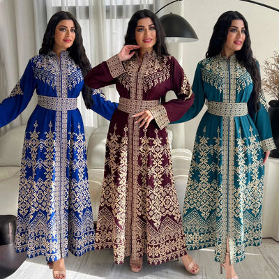 Printed Zip-Up Robe Ethnic-Style Dress