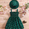 Girls Printed Sleeveless Dress Princess Hat