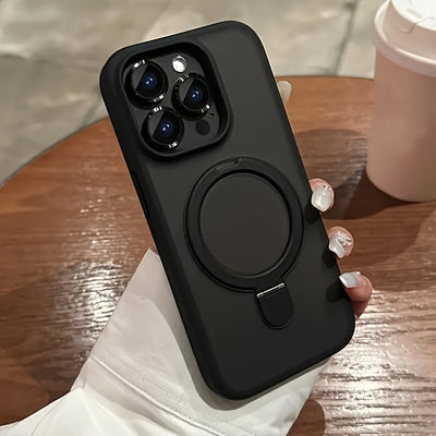 Luxury Wireless Charger iPhone Case – Magnetic Ring Stand with Shockproof Bumper & Lens Protection
