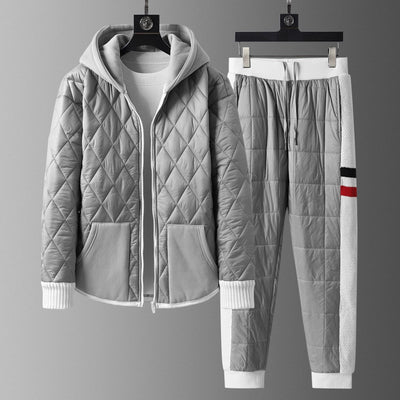 Winter Hooded Cardigan And Padded Cotton Jacket TwoPiece Set