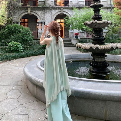 Womens New Chinese Style Sleeveless Halterneck Dress