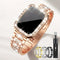 Diamond-Studded Apple Watch Strap & Double-Row Case – Fashion Metal Chain Band for Series S (40–46mm)