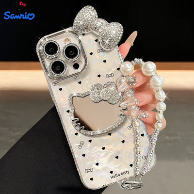 Phone case: New Heart KT Cat Stand with Precision Cutout Shell Pattern Suitable for iPhone 14/15, 11, 12, 12 Pro, 12 PM, 13, 13 Pro Max, 14 Plus, 14 Pro, 14 Pro Max, 15, 15 Pro, 15 Plus, 16, 16 Pro, and 16 Pro Max Phone Case