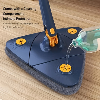 Triangle 360° Rotating Mop – Hands-Free Wet & Dry Floor Cleaning with Long Handle