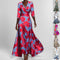 Fashion Print Half-sleeve V-neck Dress Temperament Slim Tight Waist Dresses For Women