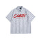 American-style Hand-painted Striped Letter-embroidered Short-sleeve Shirt