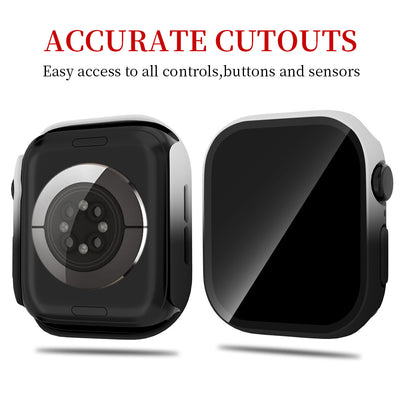 Apple Watch 2-in-1 Set – Breathable Two-Tone Strap & Hard PC Protective Case with 9H Tempered Glass, Compatible with Series 4–11 (40–46mm)
